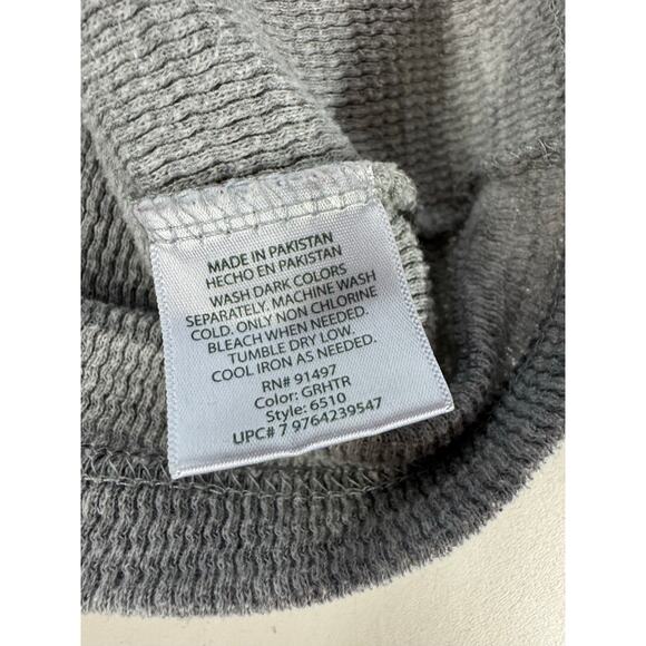 Real tree Men’s Sz L Henley Long Sleeve Gray Waffle Knit Outdoors Thermal Shirt - Picture 6 of 10